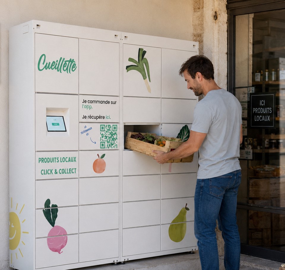 Casier installé sur un passage fréquenté de l’entreprise